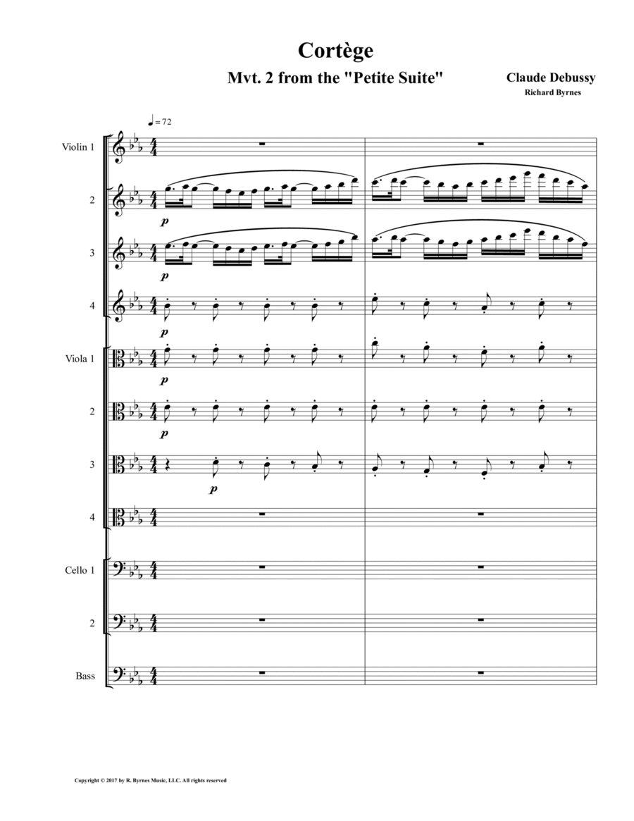 Cortège - Mvt. 2 from Debussy's Petite Suite (String Orchestra) Cortège - Mvt. 2 from Debussy's Petite Suite (String Orchestra) String Orchestra scores gallery preview page 1