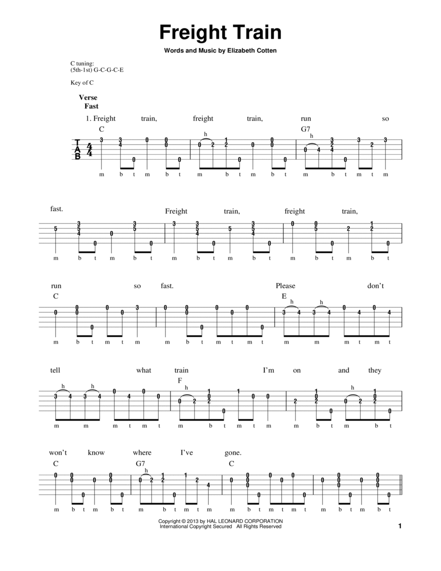 Freight Train Banjo scores gallery preview page 1