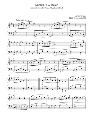 Minuet in G Major - BWV Appendix 116