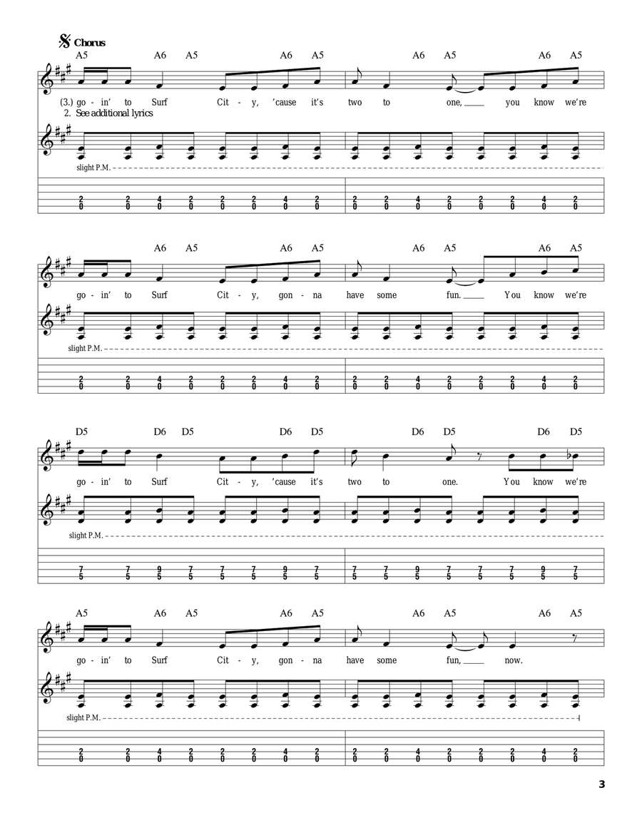 Surf City Guitar Tablature scores gallery preview page 3