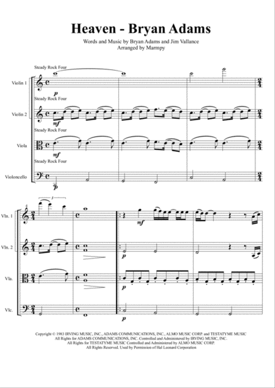 Heaven String Quartet scores gallery preview page 1