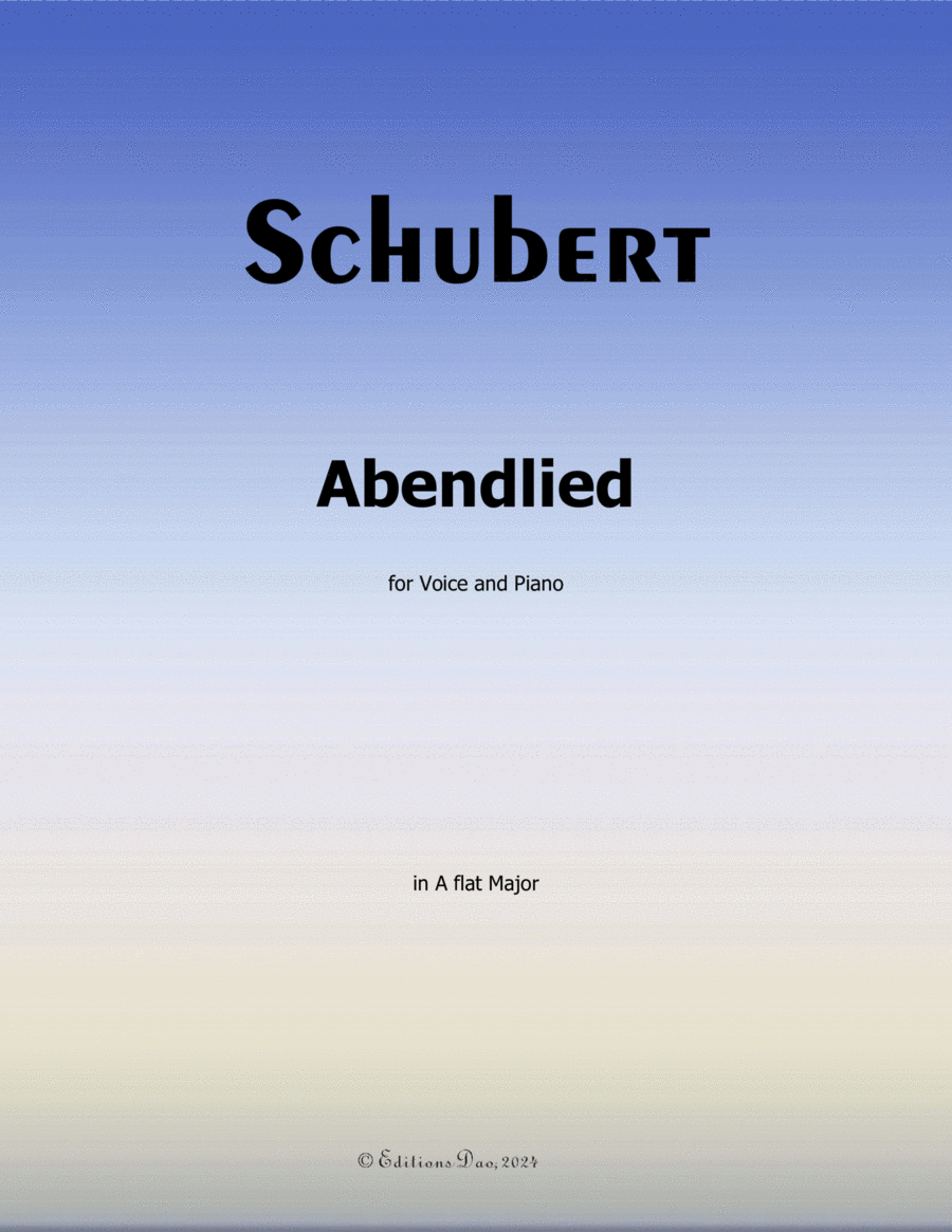 Abendlied, by Schubert, D.499, in A flat Major Voice scores gallery preview page 1