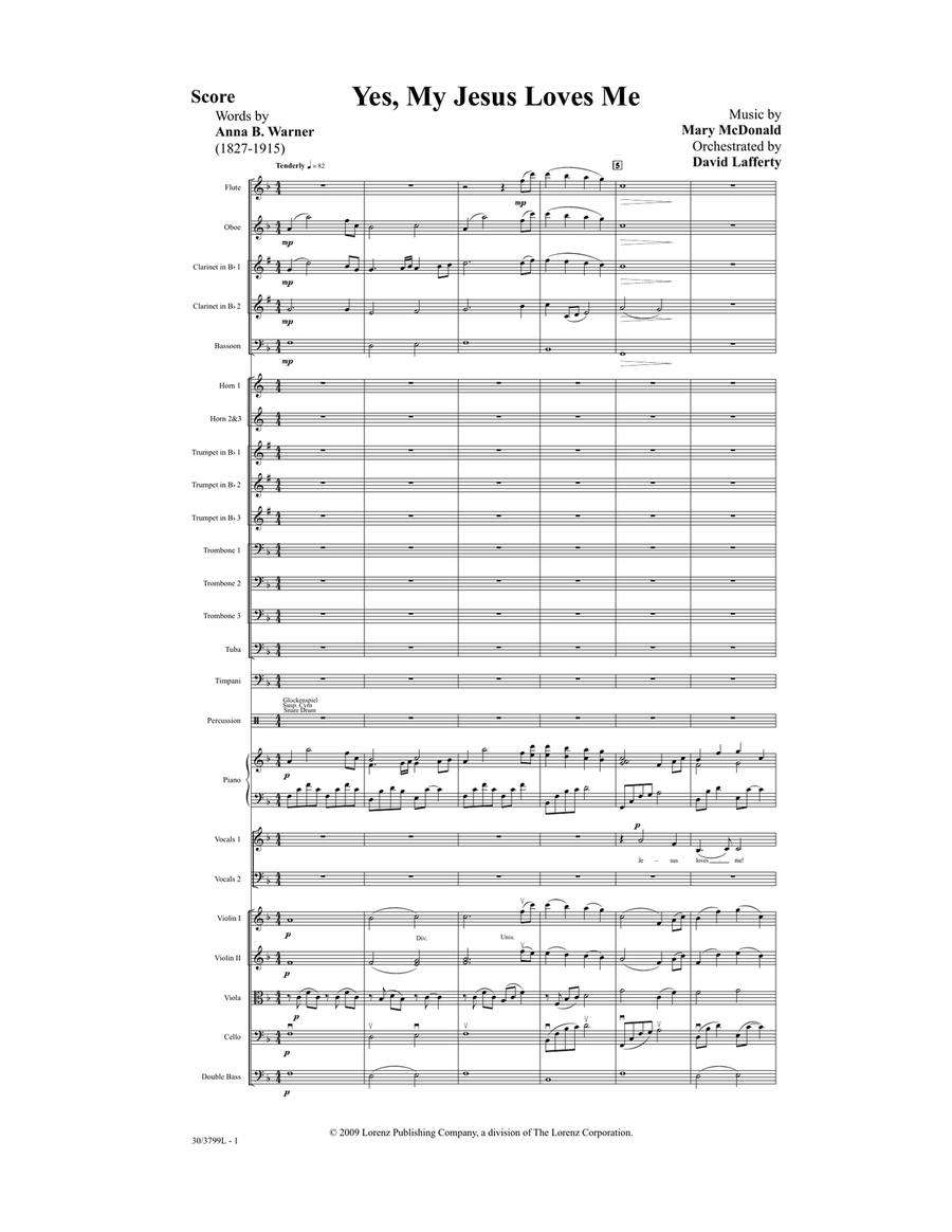 Yes, My Jesus Loves Me - Orchestral Score and Parts (Digital Download) Orchestra scores gallery preview page 1