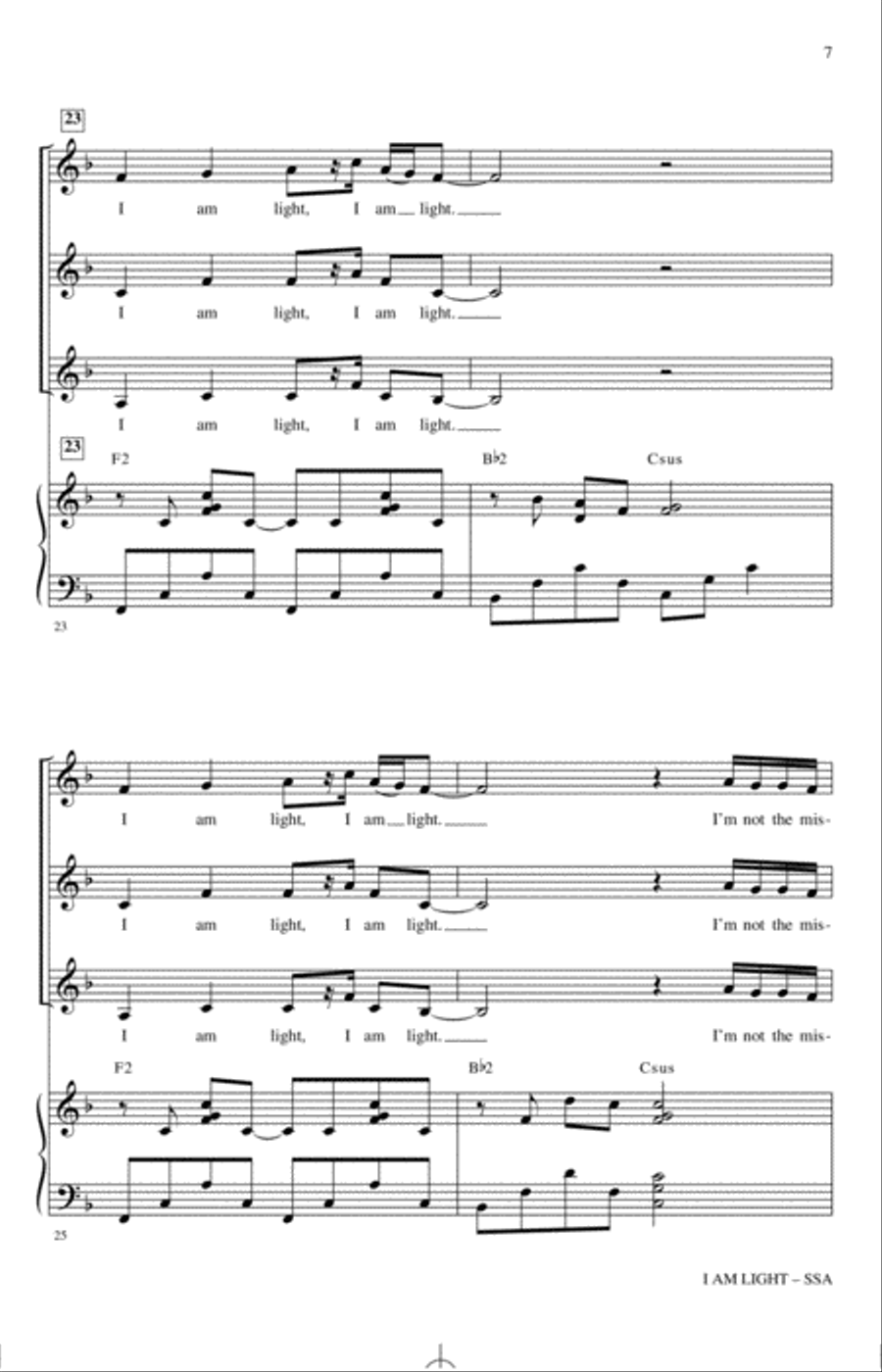 I Am Light (arr. Mark Hayes and Kimberly Lilley) SSA scores gallery preview page 6