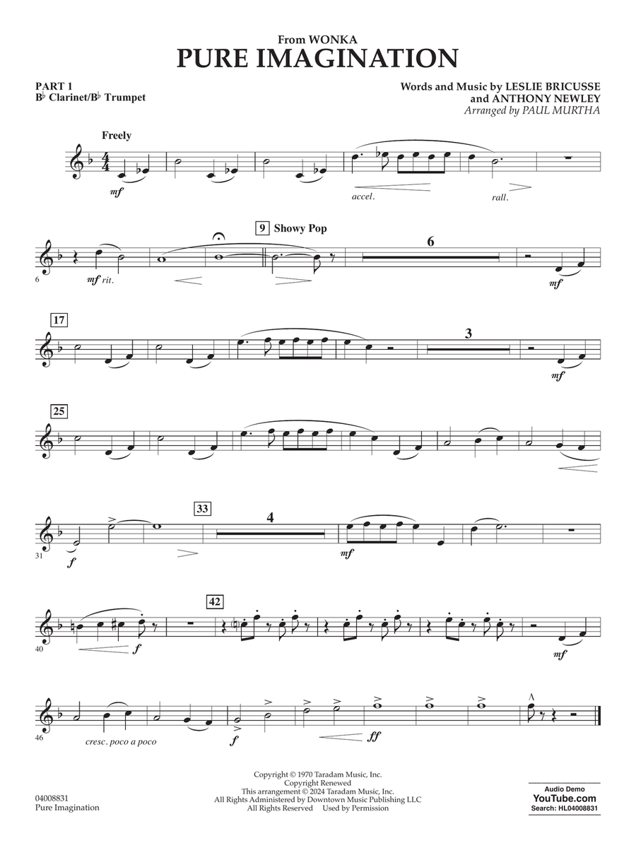 Pure Imagination - Pt.1 - Bb Clarinet/Bb Trumpet Concert Band scores gallery preview page 1