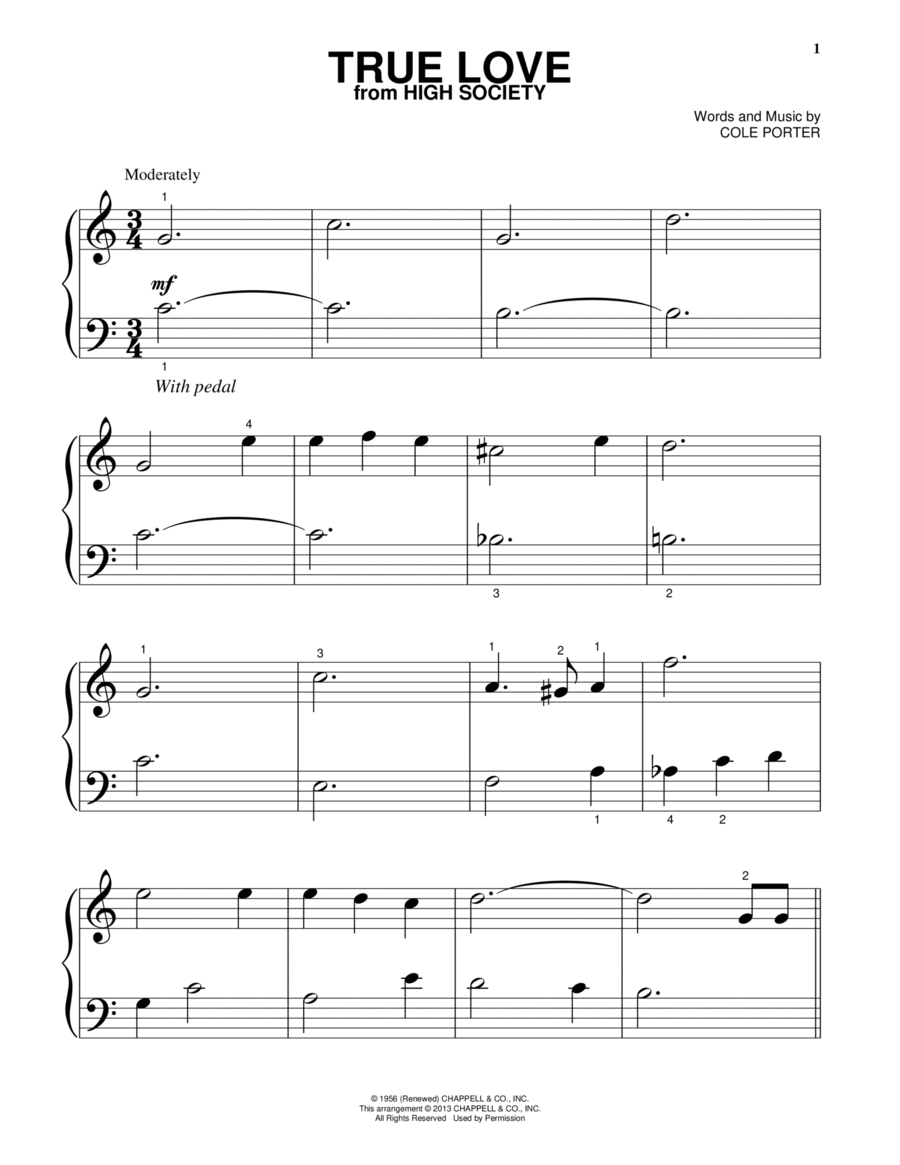 True Love (from High Society) Easy Piano scores gallery preview page 1