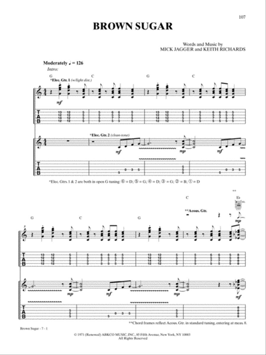 Brown Sugar Guitar Tablature scores gallery preview page 1