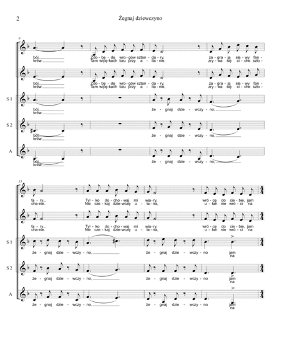 Żegnaj dziewczyno (Pożegnanie ułana) SSAA scores gallery preview page 2
