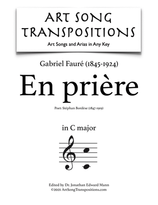 Book cover for FAURÉ: En prière (transposed to C major)