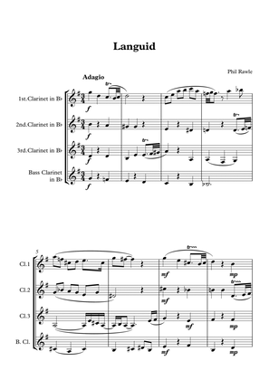 Book cover for Languid - Clarinet Quartet