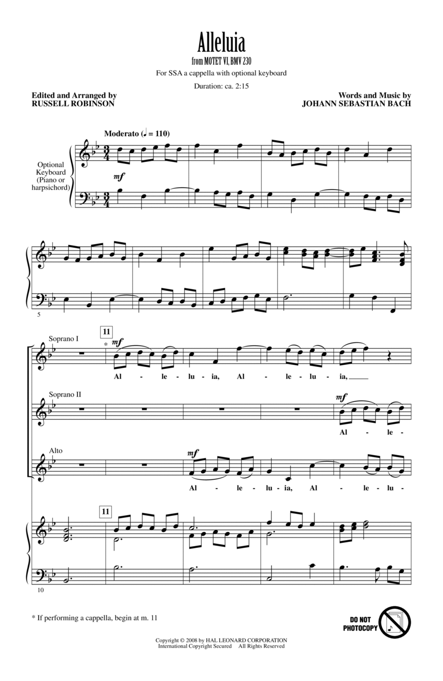 Alleluia (from Motet VI, BWV 230) SSA scores gallery preview page 1
