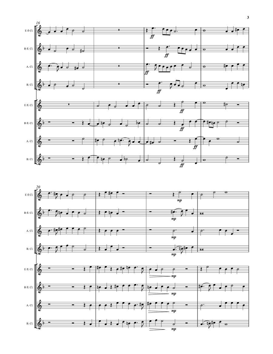 Buccinate in Neomenia Tuba (Blow the trumpet in the new moon) by Giovanni Croce for clarinet choir Clarinet Choir scores gallery preview page 3