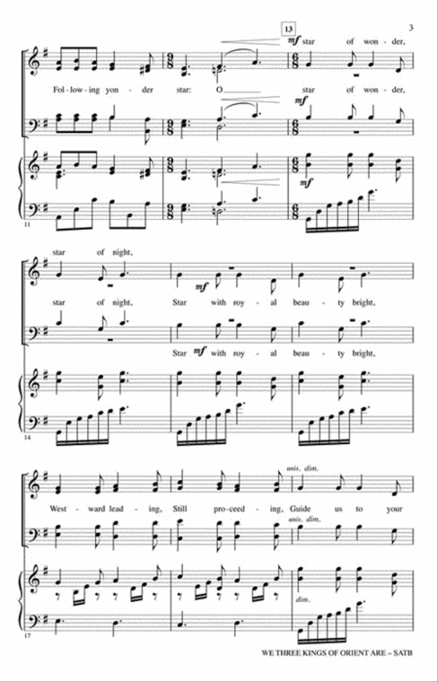 We Three Kings of Orient Are 4-Part scores gallery preview page 3