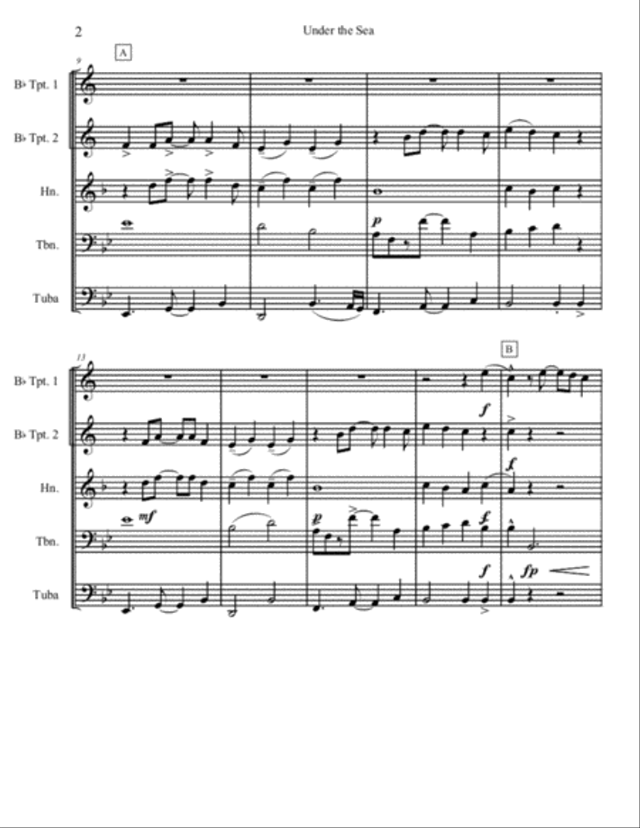 Under The Sea Brass Quintet scores gallery preview page 3