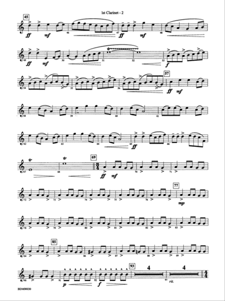 The Great Locomotive Chase: 1st B-flat Clarinet Concert Band scores gallery preview page 2