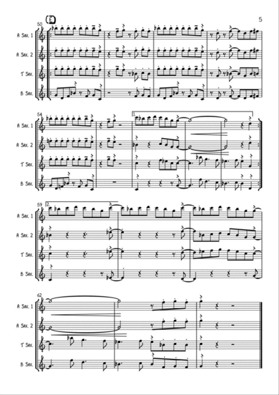 Lady Marmalade Saxophone Quartet scores gallery preview page 5