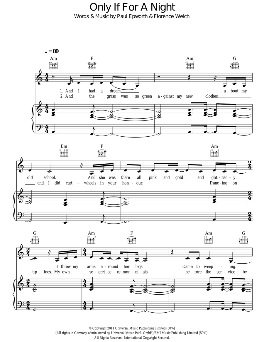 Only If For A Night Acoustic Guitar scores gallery preview page 1