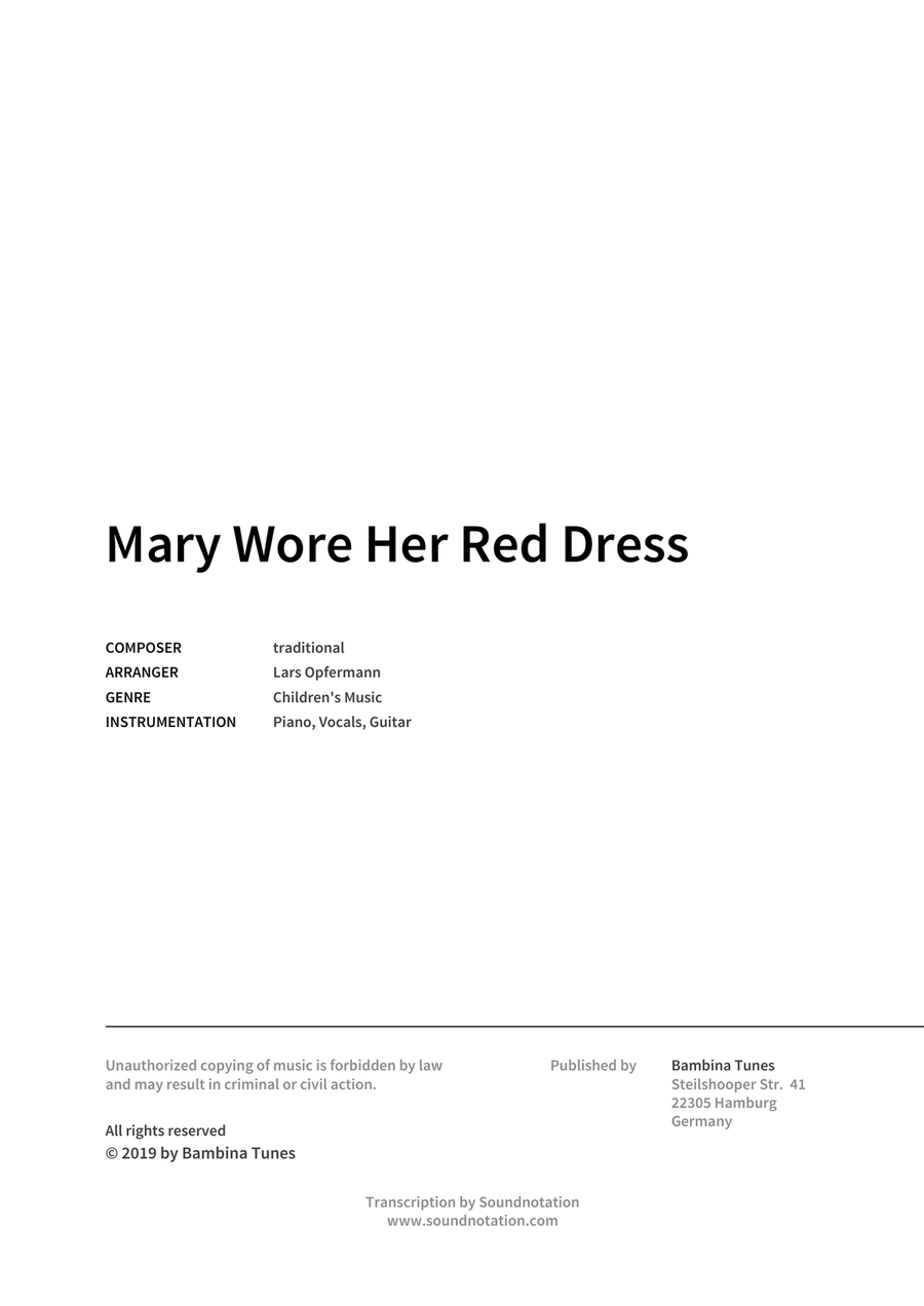 Mary Wore Her Red Dress by Traditional Piano, Vocal, Guitar - Digital Sheet Music page 2