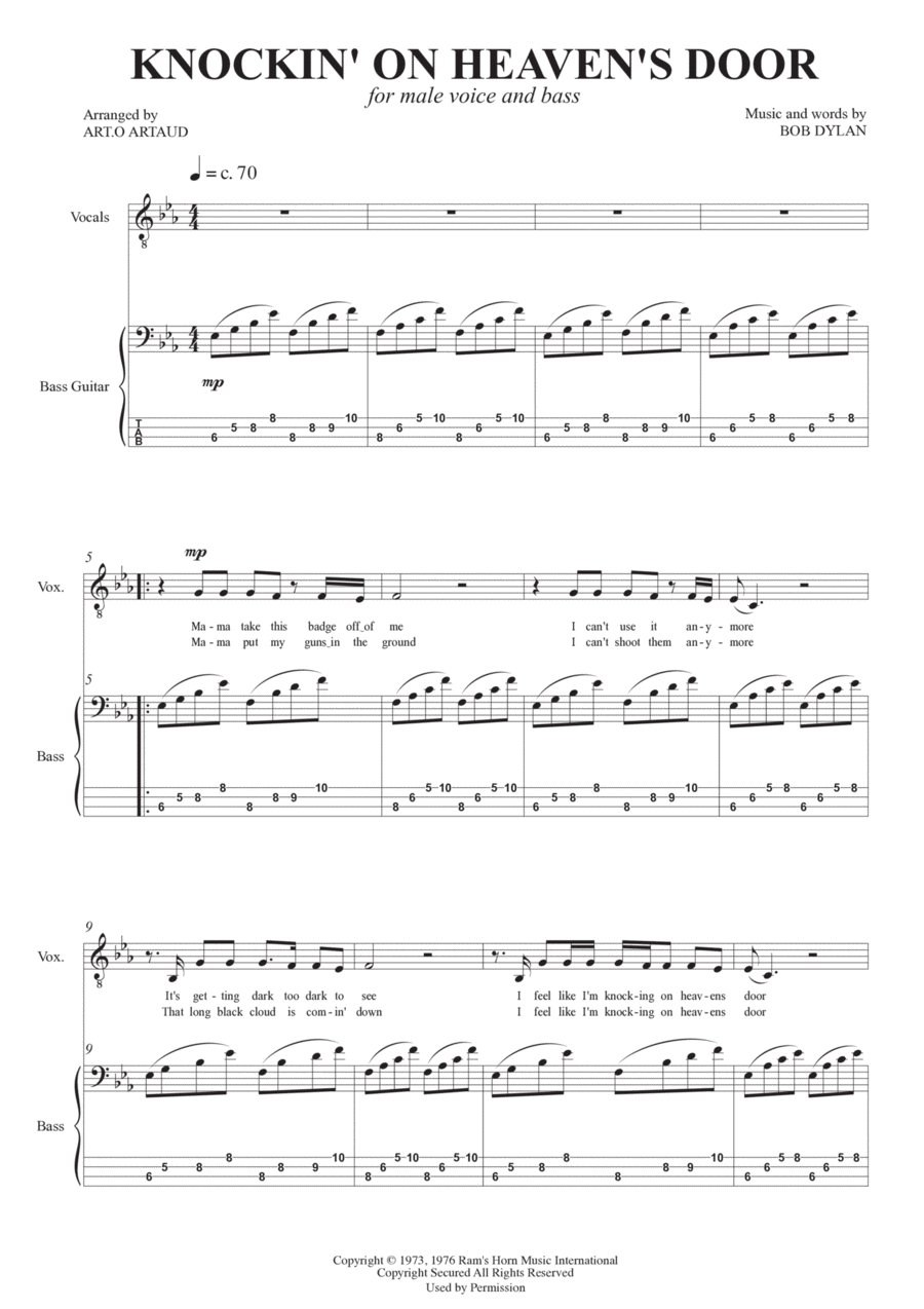 Knockin' On Heaven's Door Chamber Music scores gallery preview page 1