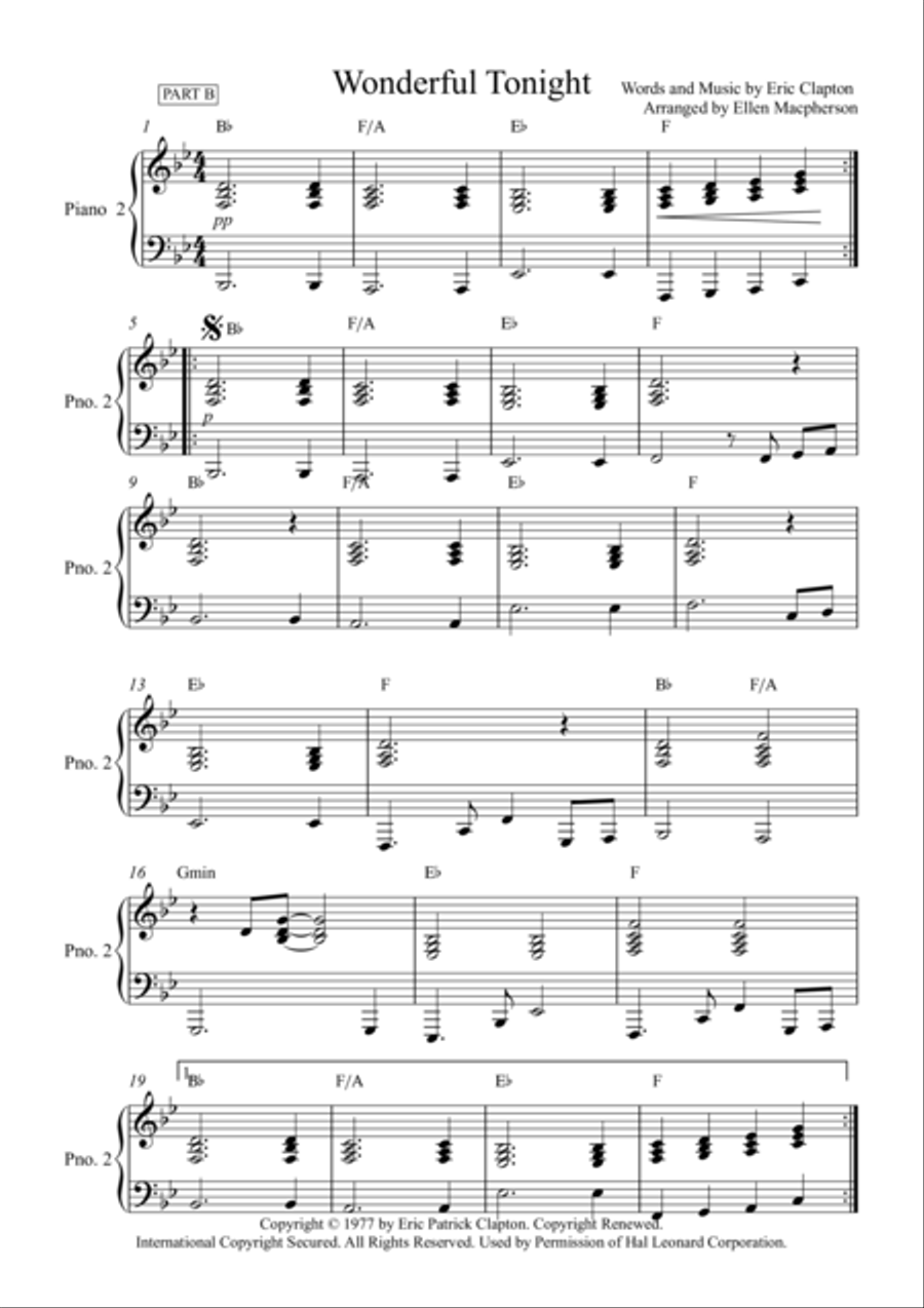 Wonderful Tonight Wonderful Tonight Piano scores gallery preview page 1
