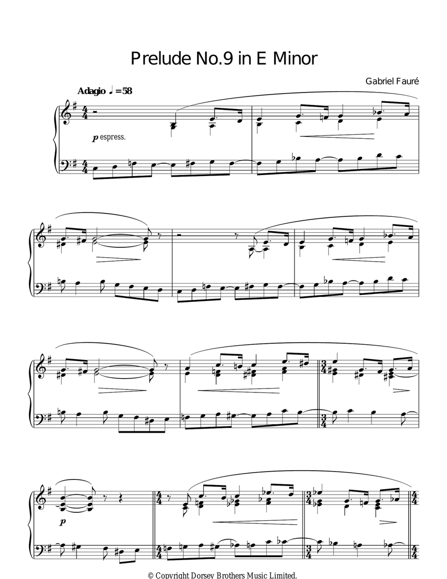 Prelude No. 9 In E Minor Prelude No. 9 In E Minor Piano Solo scores gallery preview page 1