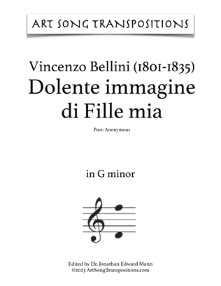 Book cover for BELLINI: Dolente immagine di Fille mia (in 8 keys: G, F-sharp, F, E, E-flat, D, C-sharp, C minor)