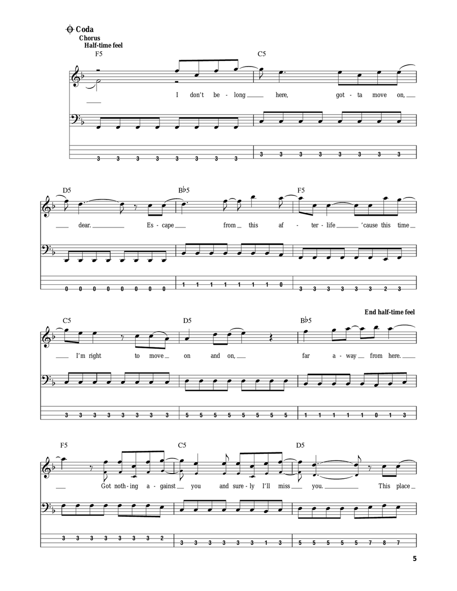 Afterlife Bass Guitar Tablature scores gallery preview page 5