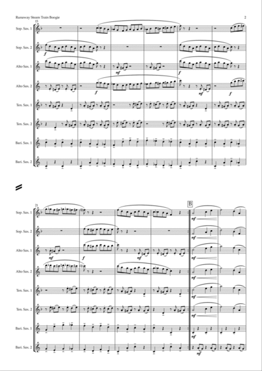 Runaway Steam Train Boogie (saxophone octet - SSAATTBB)