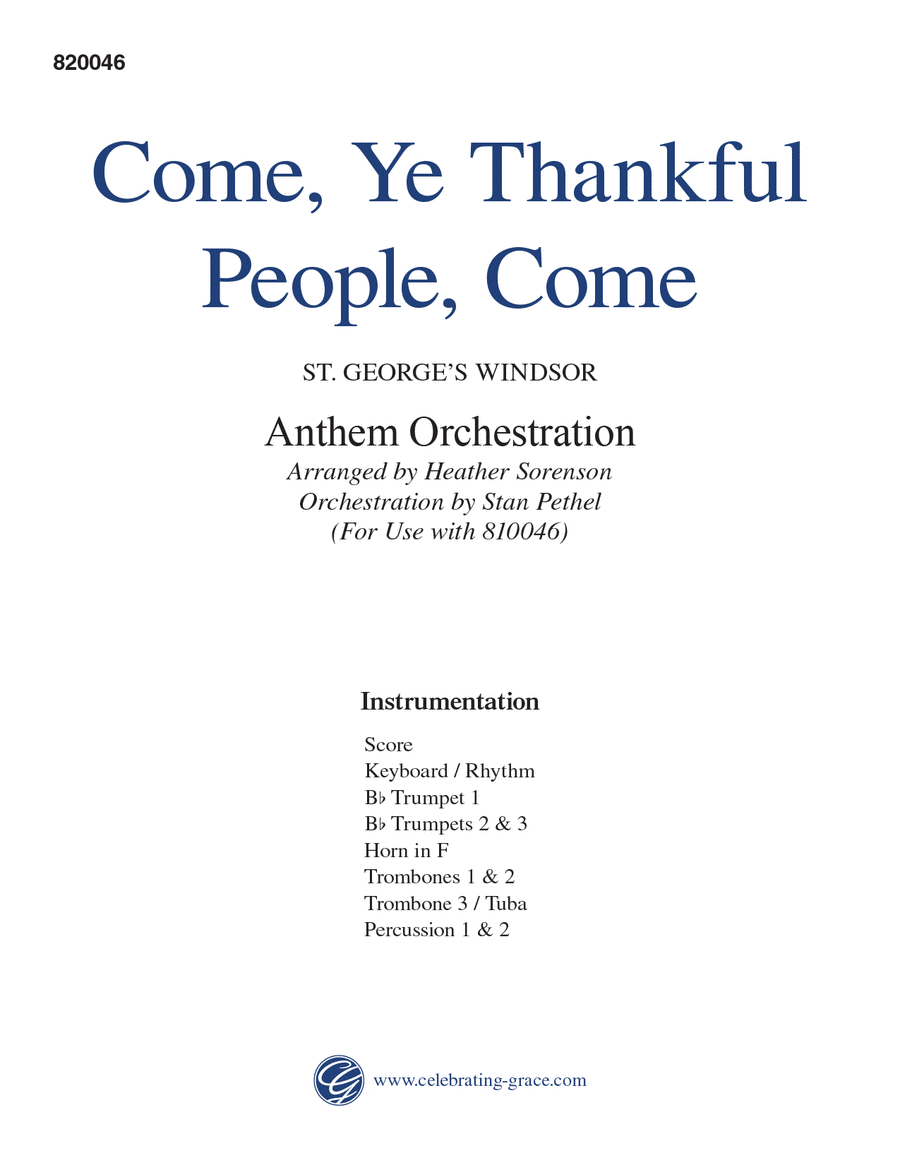 Come, Ye Thankful People, Come Orchestraton Brass Ensemble scores gallery preview page 1