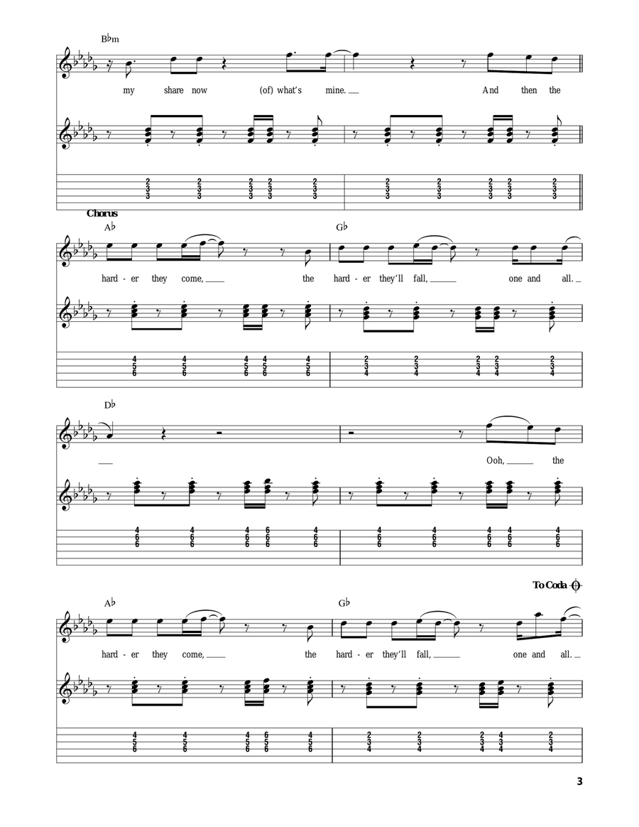 The Harder They Come The Harder They Come Guitar Tablature scores gallery preview page 3