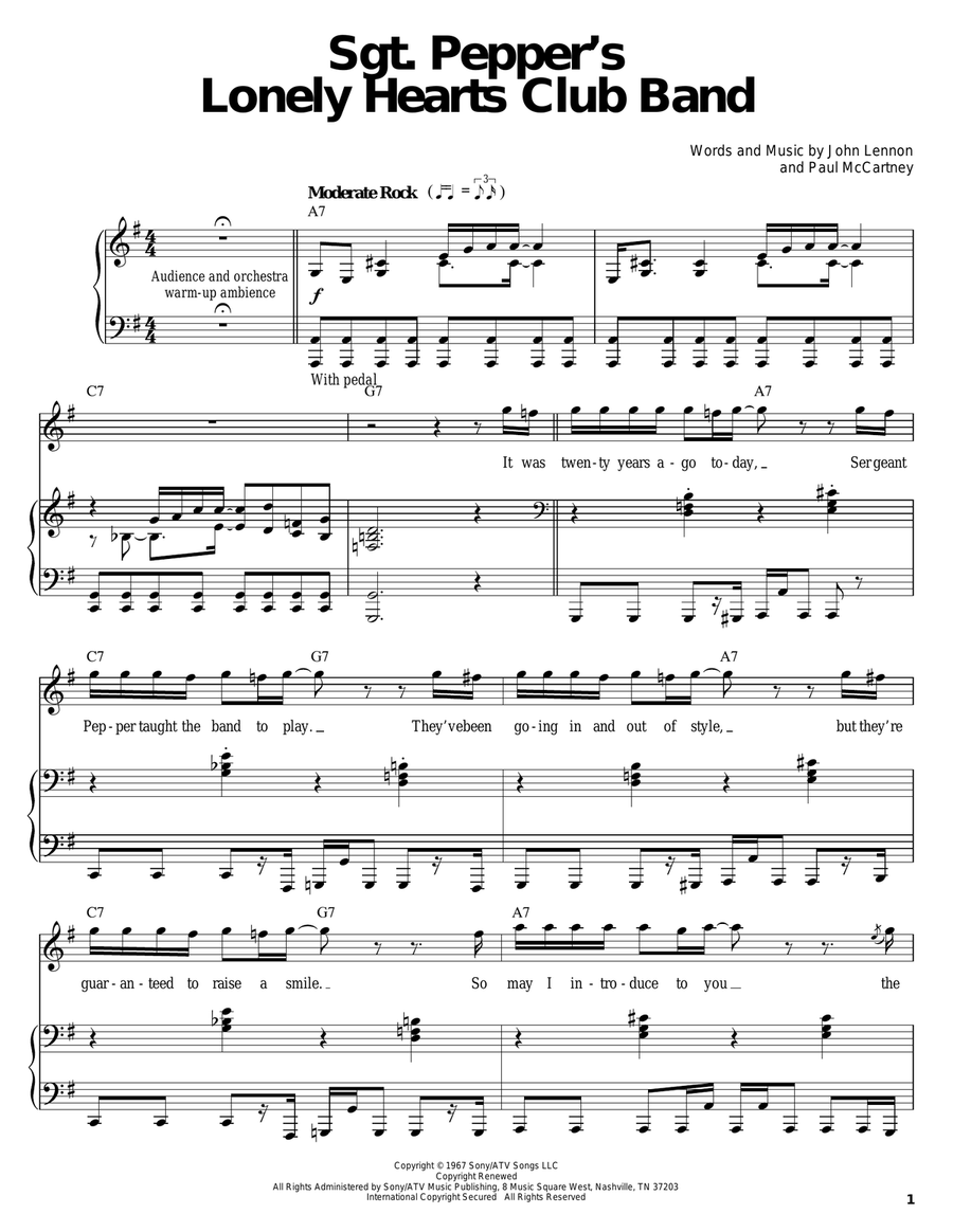 Sgt. Pepper's Lonely Hearts Club Band Piano, Vocal scores gallery preview page 1