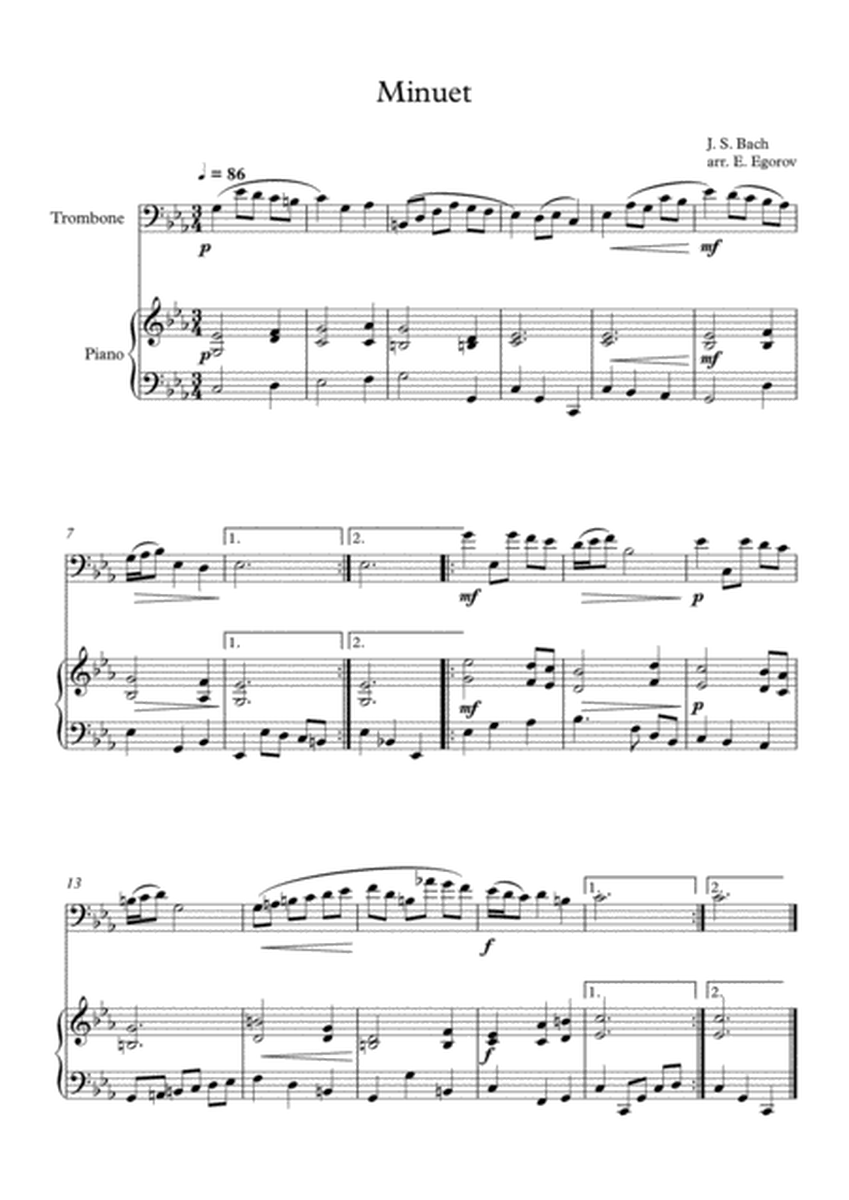 Minuet (In D Minor), Johann Sebastian Bach, For Trombone & Piano image number null