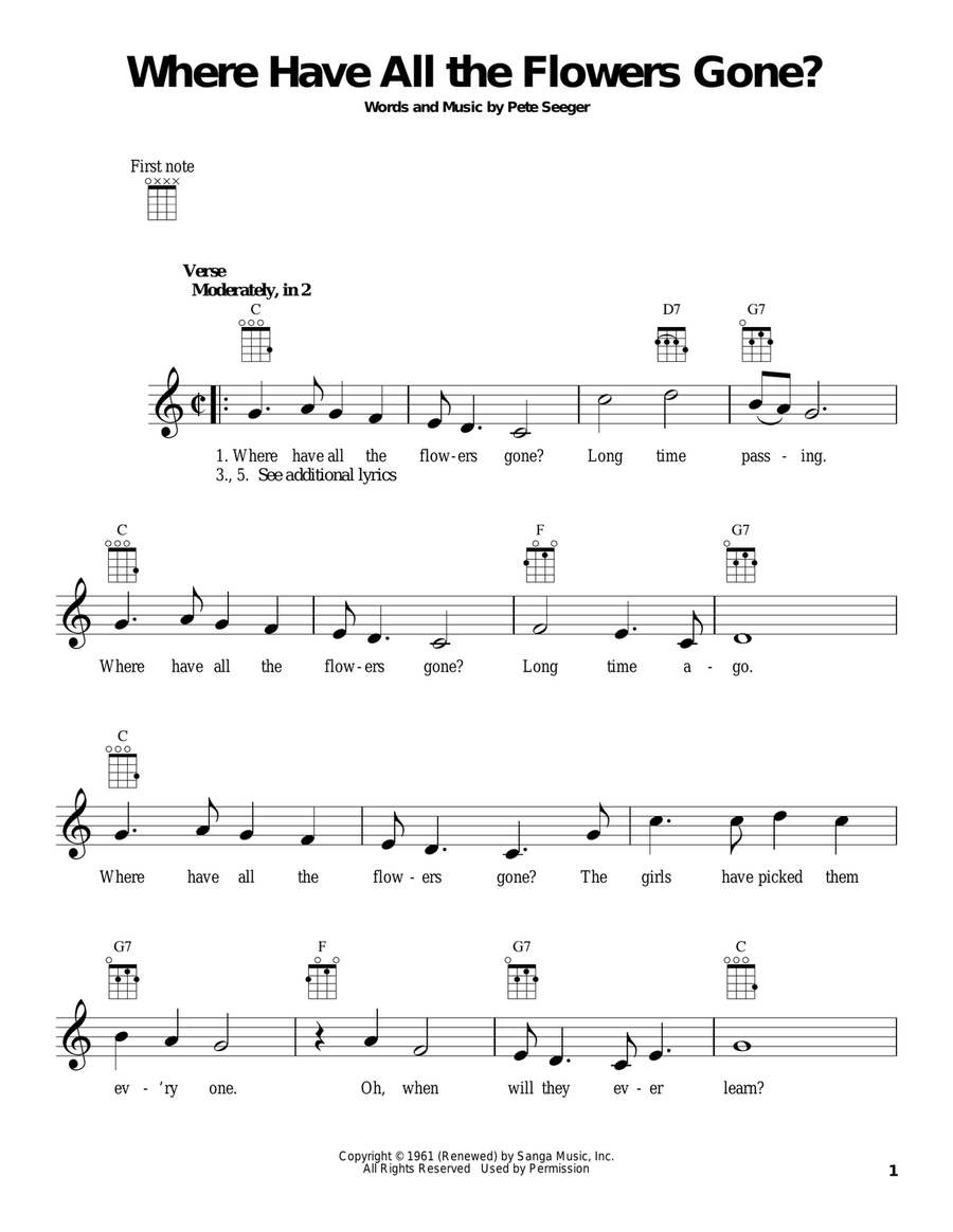 Where Have All The Flowers Gone? Ukulele scores gallery preview page 1