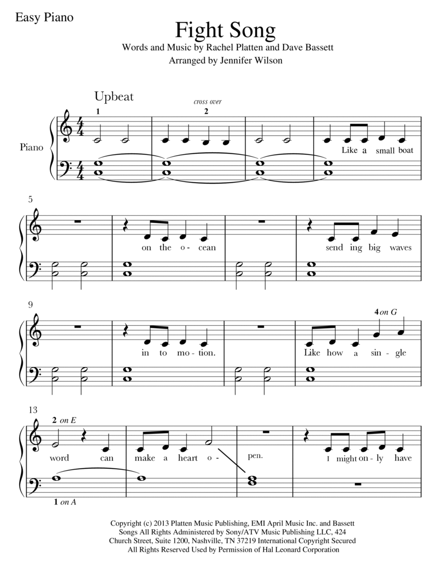 Fight Song Easy Piano scores gallery preview page 1