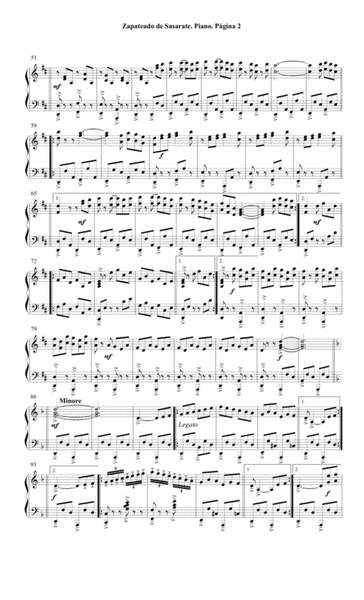 Zapateado Danza Española Nº 6 Opus 23 Nº 2 por Pablo de Sarasate para Piano Solo image number null