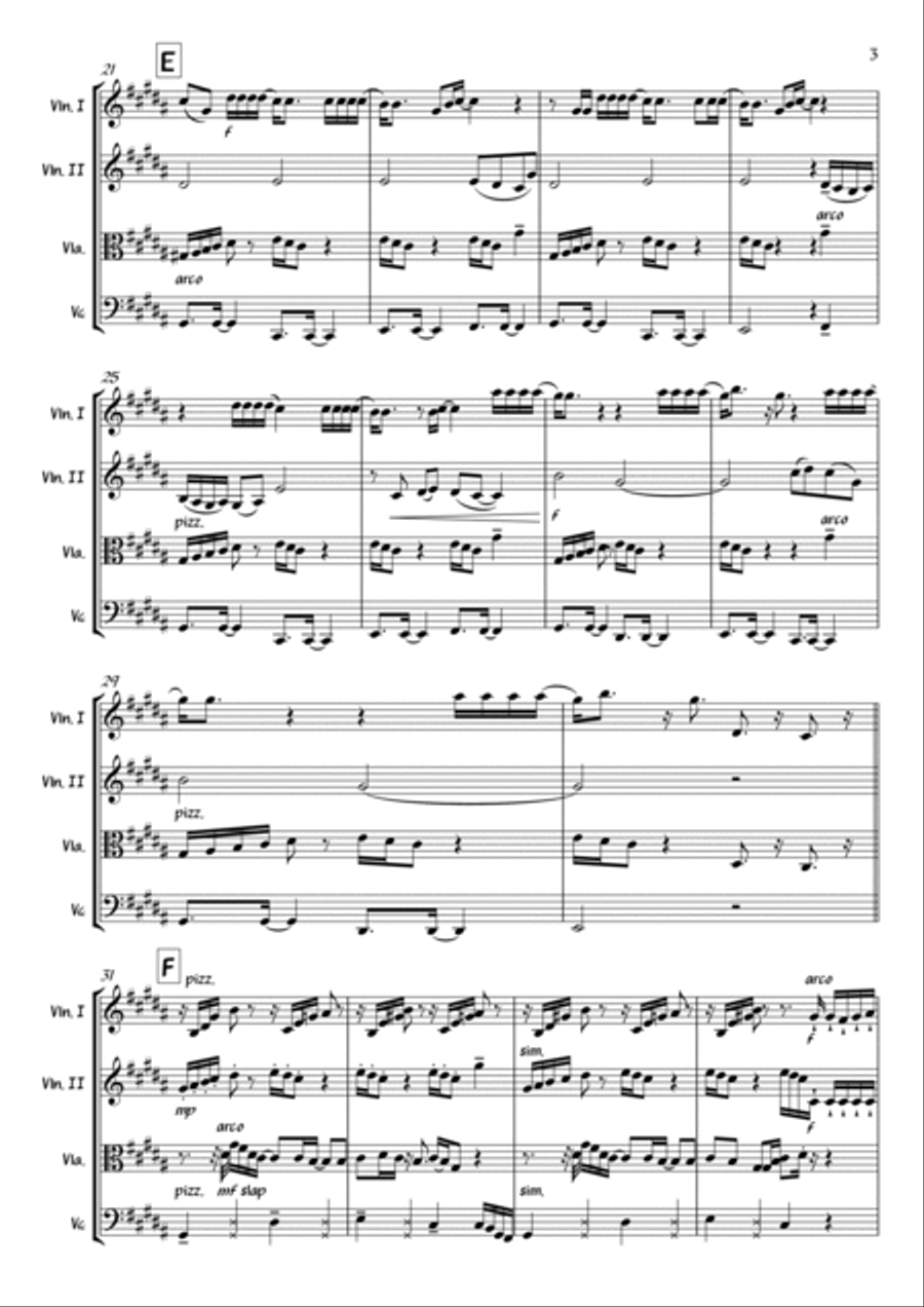 Cry Me A River String Quartet scores gallery preview page 3