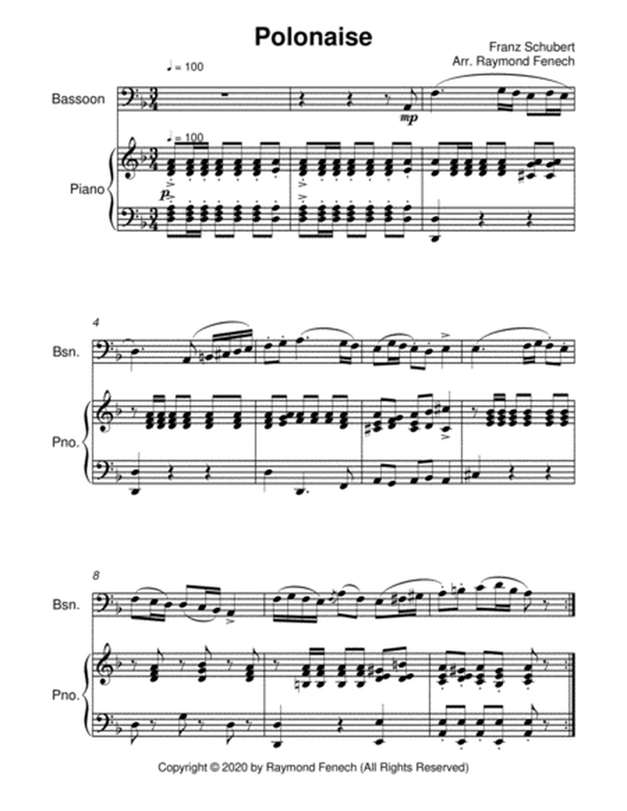 Polonaise - F. Schubert - For Bassoon and Piano - Intermediate image number null