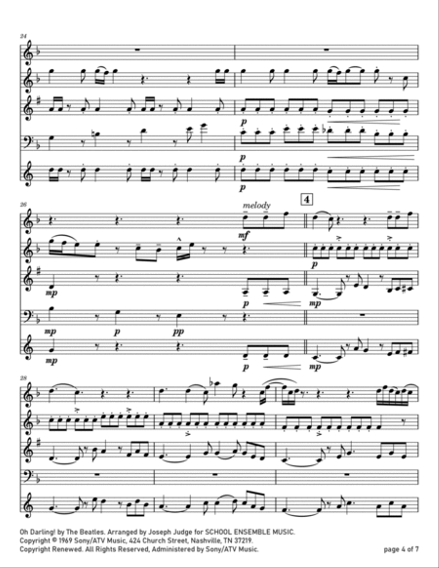 Oh! Darling Woodwind Quartet scores gallery preview page 4