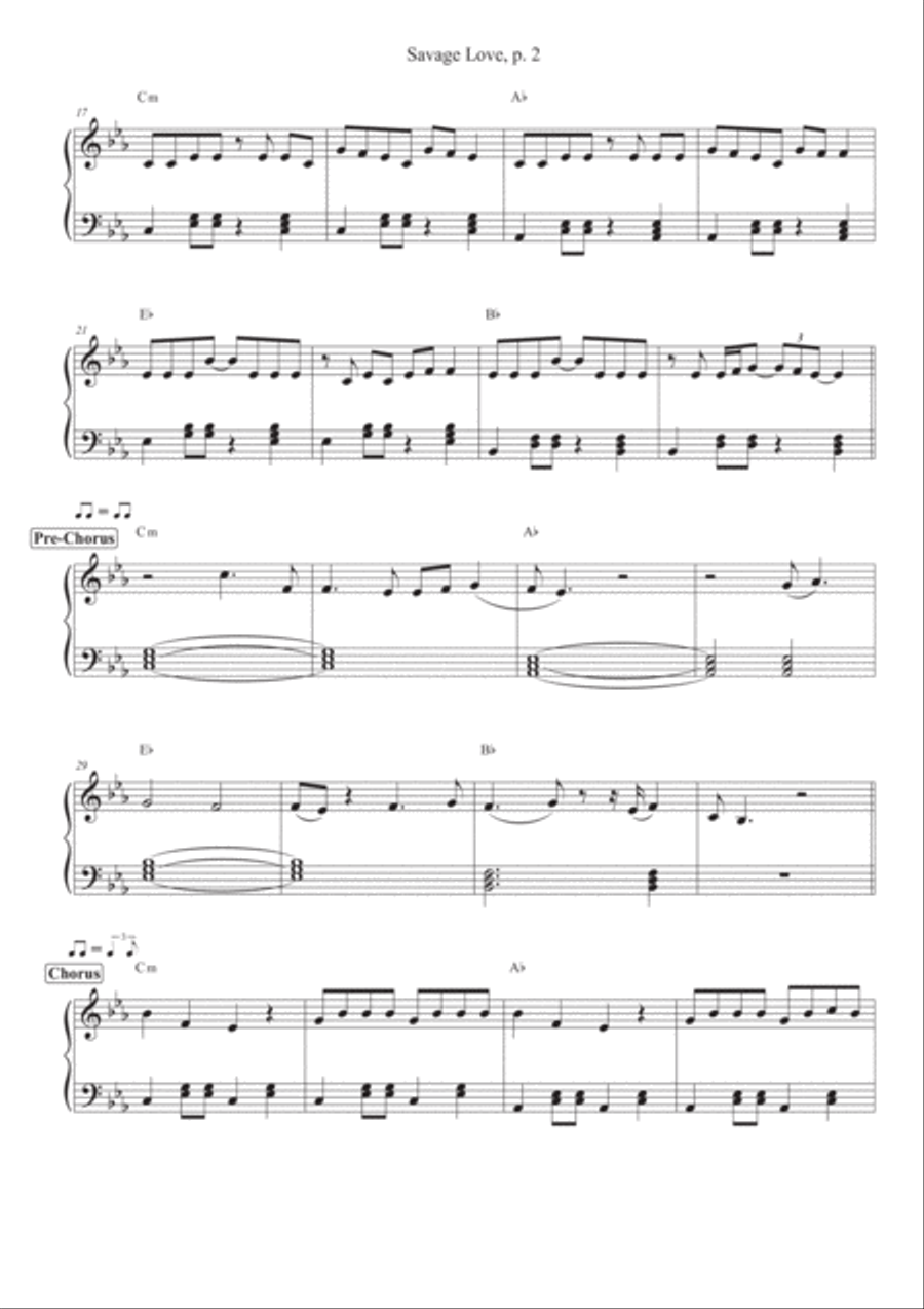 Savage Love Piano Solo scores gallery preview page 2