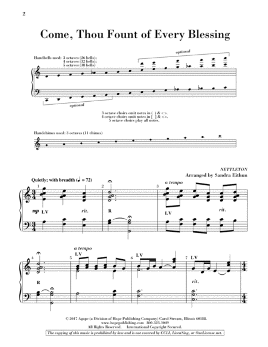 Come, Thou Fount of Every Blessing 5-Octaves scores gallery preview page 2