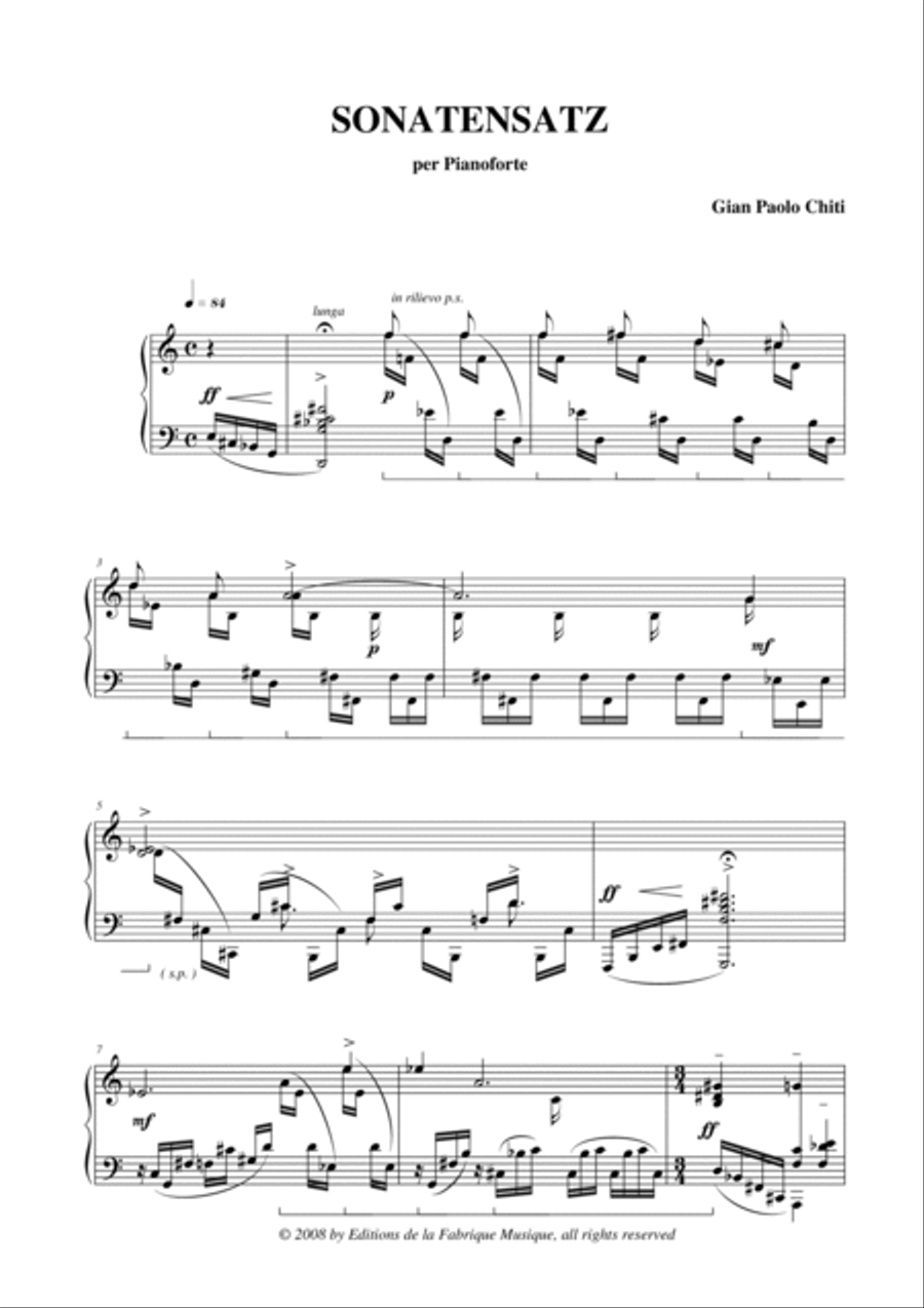 Gian Paolo Chiti: Sonatensatz for piano Piano Solo scores gallery preview page 2