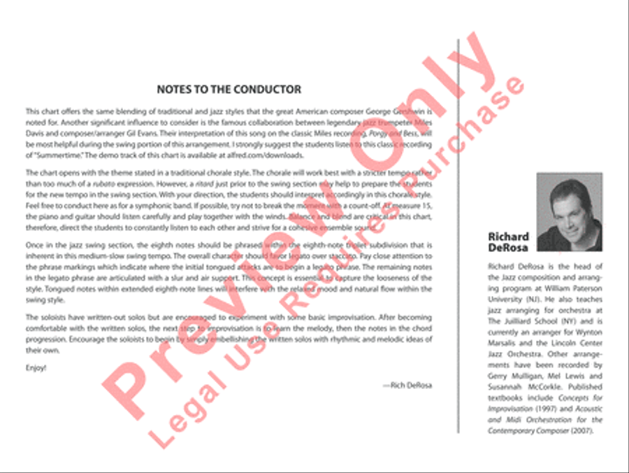Summertime (score only) Jazz Ensemble scores gallery preview page 3
