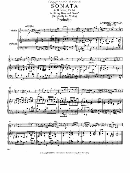 Sonata In D Minor Rv 14, (Opus 2, No. 3)