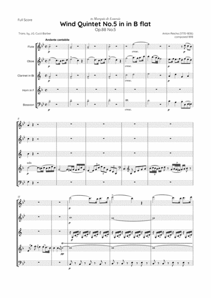 Reicha - Wind Quintet No.5 in B flat major, Op.88 No.5