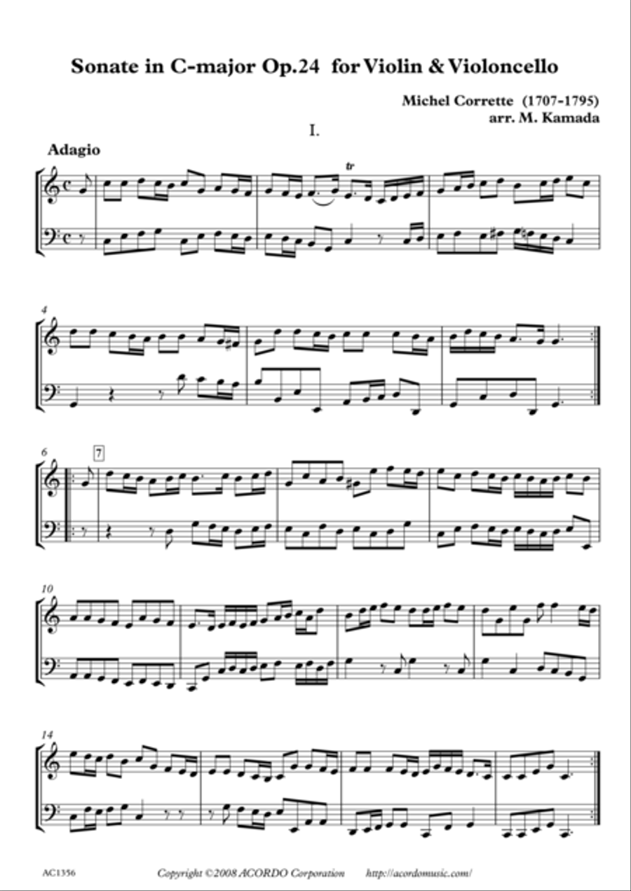 Sonate in C-major Op.24 for Violin & Violoncello String Duet scores gallery preview page 1