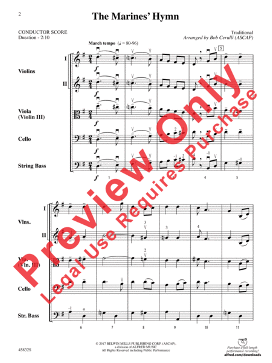 The Marines' Hymn String Orchestra scores gallery preview page 2