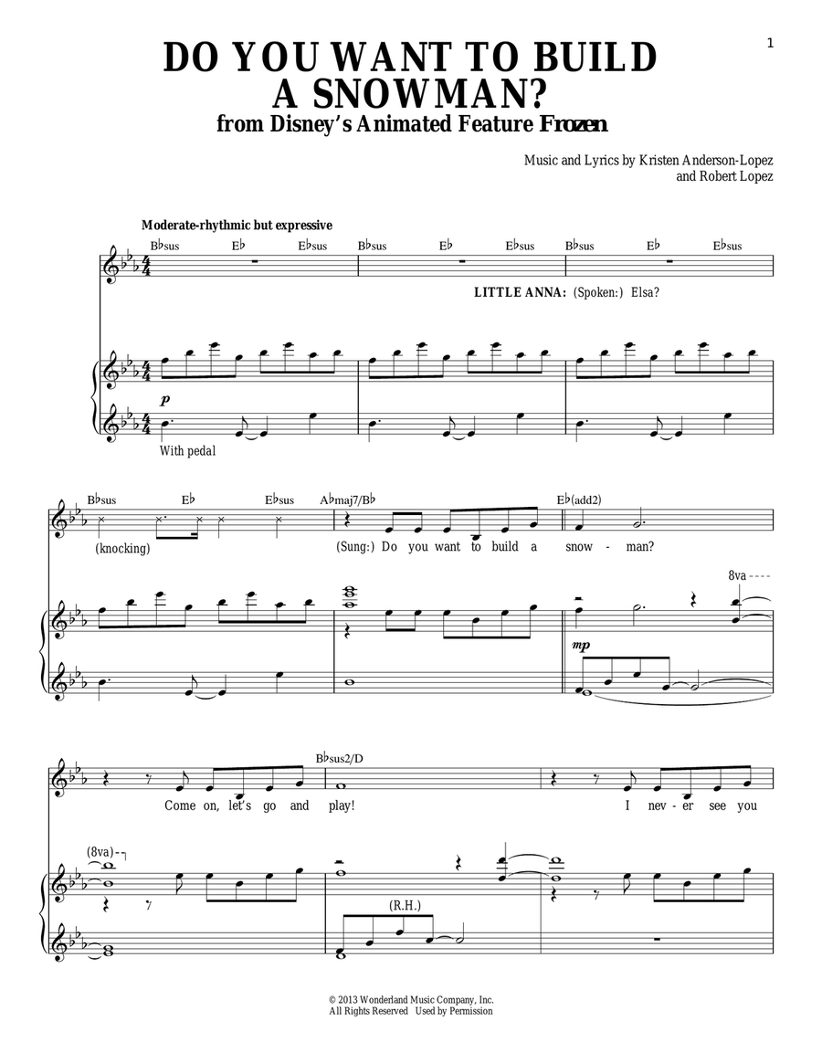 Do You Want To Build A Snowman? (from Frozen) Piano, Vocal scores gallery preview page 1