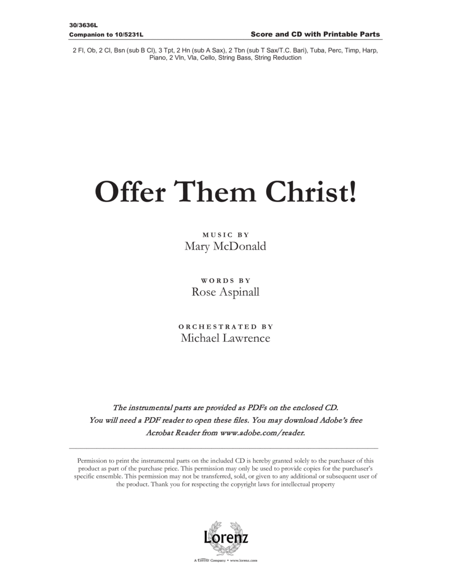 Offer Them Christ! - Orchestral Score with Printable Parts