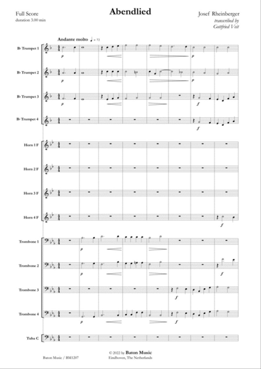 Abendlied Brass Ensemble scores gallery preview page 2