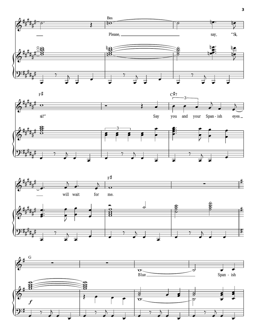 Spanish Eyes Spanish Eyes Piano, Vocal scores gallery preview page 3